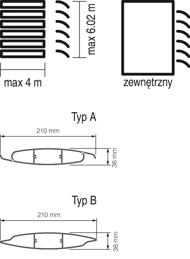Rysunek techniczny — Sunbreaker 210 Ruchomy