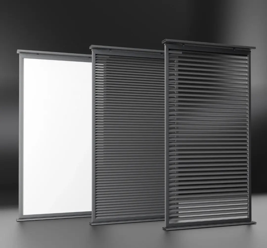 Trzy warianty ścianek Slide: z tkaniną i z piórami aluminiowymi