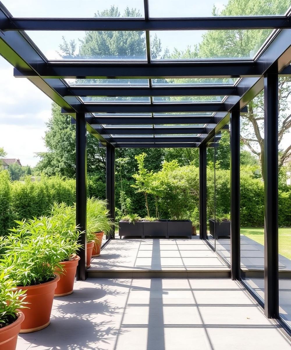 Pergola ze szklanym zadaszeniem